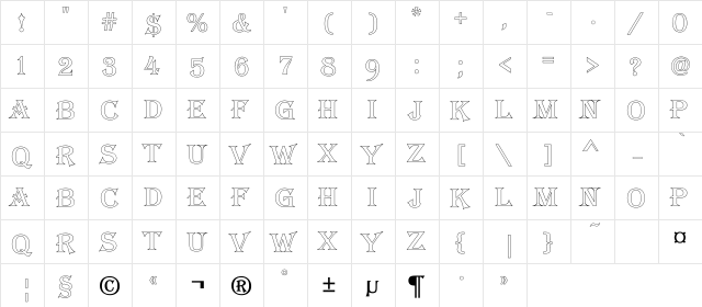 a_AlgeriusOtl Regular  glyph index