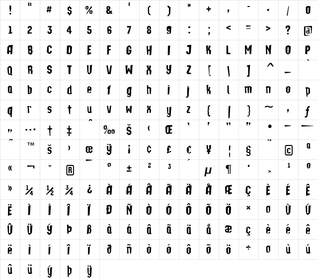 a_TechnicsBrk DemiBold  glyph index