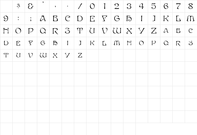 Umma Regular  glyph index