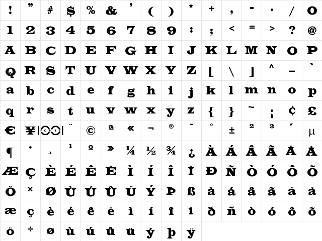 Indubitably NF Regular  glyph index