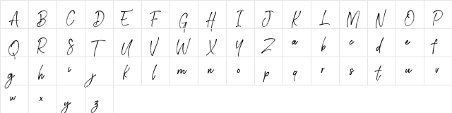Brownhill Script Regular  glyph index