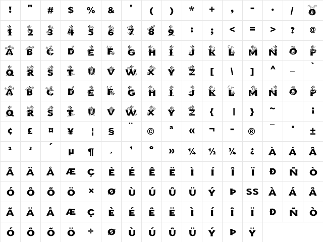 McZee Regular  glyph index