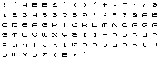 HEIGHT_2 Regular  glyph index