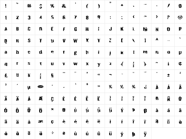 Quarrystone Expanded Expanded  glyph index