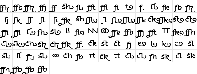 AspectLigatures Bold  glyph index
