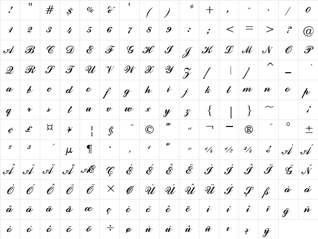 00843 Regular  glyph index