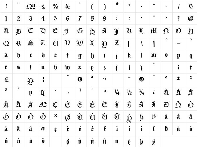 SabbathBlack-Heavy Heavy  glyph index