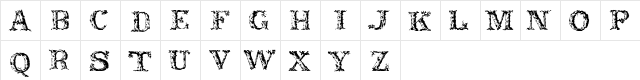 Rustic Regular  glyph index