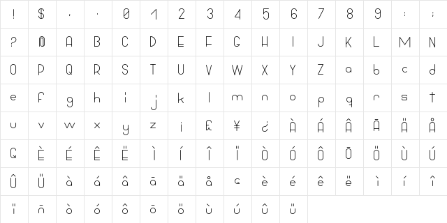 Bowhouse Regular  glyph index