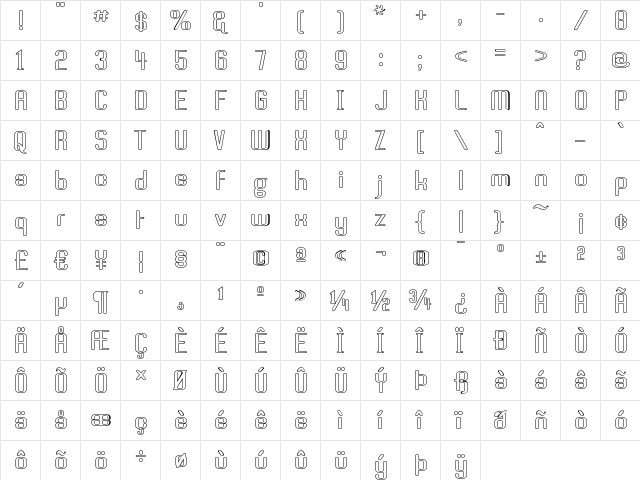 Brassiere Seethru Regular  glyph index