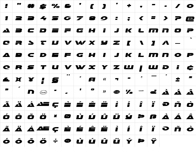 Galant Semi-Italic Semi-Italic  glyph index