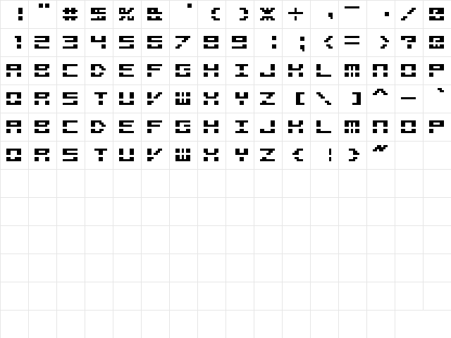 M40_BITLINE Regular  glyph index