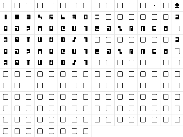 Tau Regular  glyph index