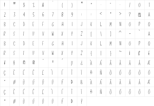 Swallow Falls Lite Regular  glyph index