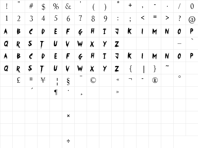 Something Strange Regular  glyph index