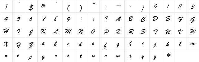 PCOldie Regular  glyph index