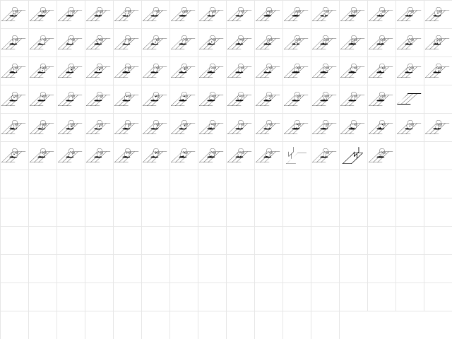 LD Gridiron Regular  glyph index