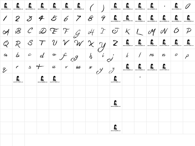 Sandy Bay Regular  glyph index