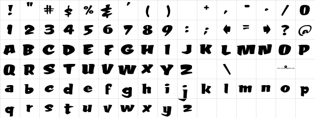 LHF Fat Tony Regular  glyph index