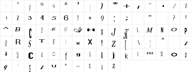 Rascal Regular  glyph index