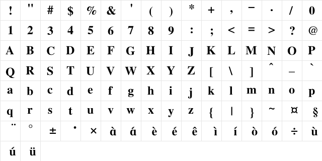 FZXiaoBiaoSong-B05S Regular  glyph index