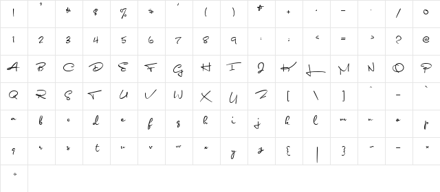 Bonagea Regular  glyph index