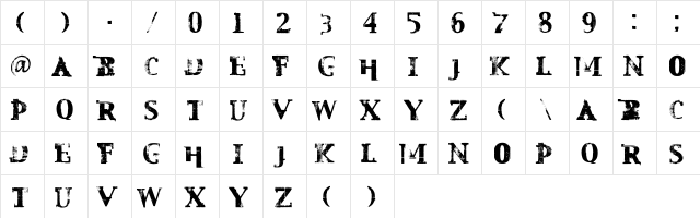 Mest Regular  glyph index