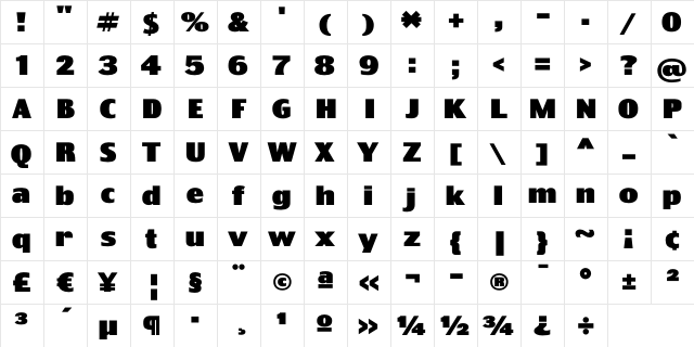 TruthCYR Ultra  glyph index