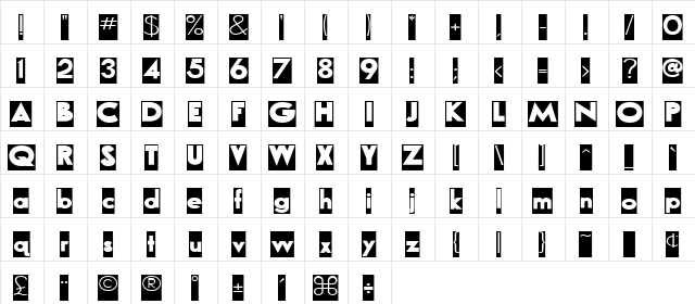 Boots 5 Regular  glyph index