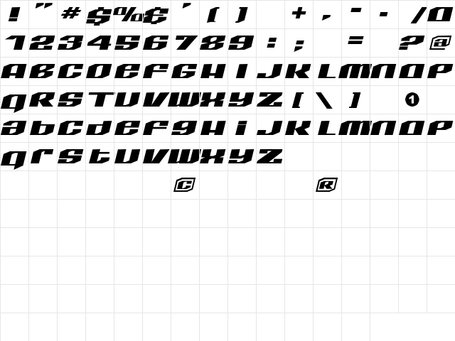 LHFQuantum Regular  glyph index