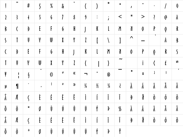 URWOklahomaSteD Regular  glyph index