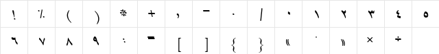 B Tehran Italic  glyph index