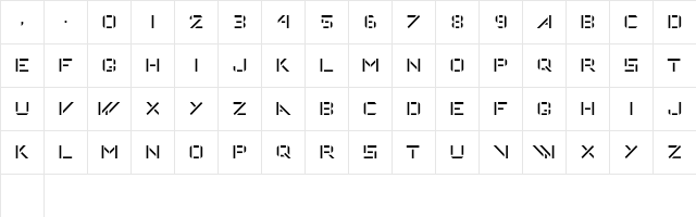DeStijl Stencil  glyph index