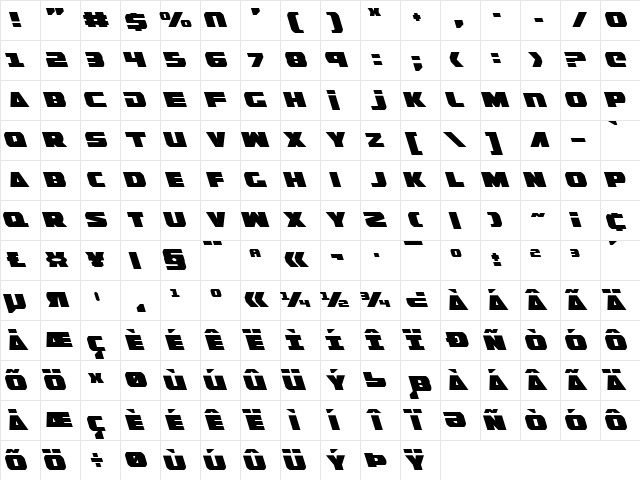 Guardian Leftalic Leftalic  glyph index