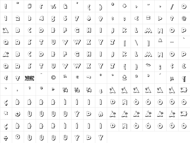 Anagram Shadow NF Regular  glyph index