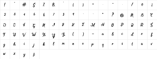 BTX-DAINTY-CREEK DAINTY-CREEK  glyph index