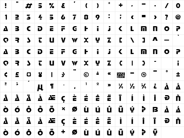 Logan Regular  glyph index