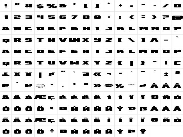 Emissary Expanded Expanded  glyph index