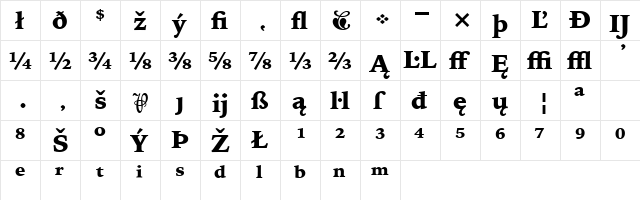 IowanOldSt BlkExt BT Black Extension  glyph index
