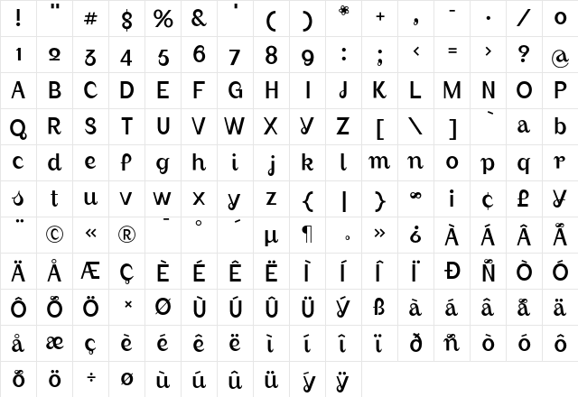 August Light  glyph index