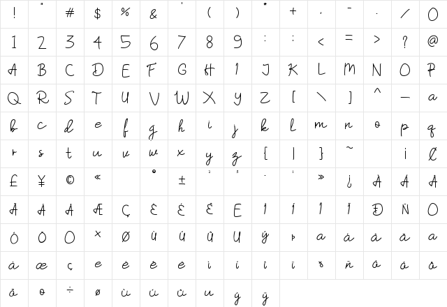 Hummingbird-Regular Regular  glyph index