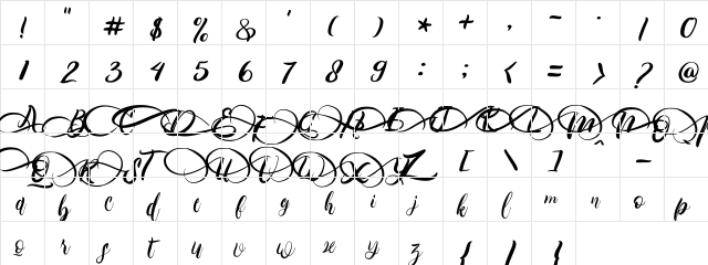 Primary_Gilberta Regular  glyph index