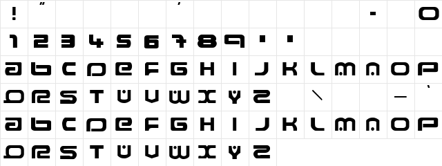 Thick Swer Regular  glyph index