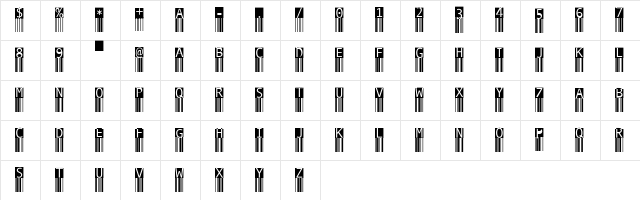 BarMKode Regular  glyph index
