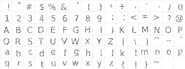 AGLRY 1 Regular  glyph index