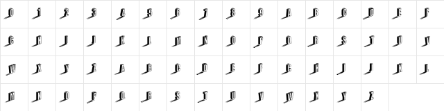 Three Dimensions Stroked Regular  glyph index