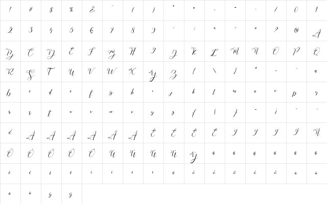 Mastura Regular  glyph index