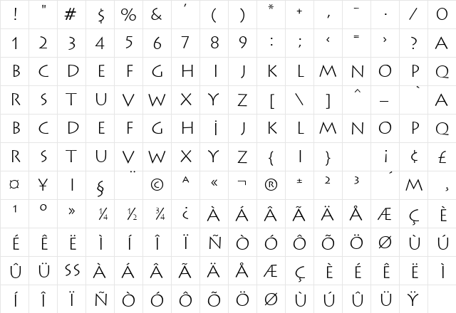 Lithograph Light Plain  glyph index