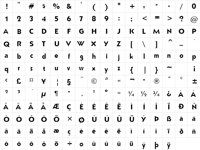 Bully Narrow Normal  glyph index