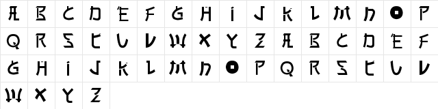 New Regular  glyph index